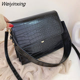 Weiyinxing Pattern PU Leather Crossbody Bags For Women 2023 Wide Shoulder Straps Brand Designer Shoulder Messenger Bag Handbags Totes