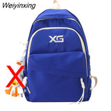 Weiyinxing Fashion Letters Embroidery Women Backpack Female Inclined Zipper Nylon Travel Bag Teenage Girl Multi-pocket Schoolbag Preppy