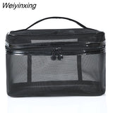 Weiyinxing Women Men Necessary Portable Cosmetic Bag Transparent Travel Organizer Fashion Large Black Toiletry Bags Makeup Pouch