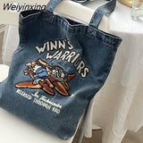 Weiyinxing Women Leisure Denim Bag Handbag Bag Women's High Capacity Shopping Shoulder Canvas Bag Student Bag Female Shopper Bag Tote Bag