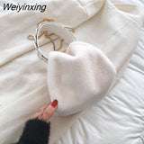 Weiyinxing Faux Fur Crossbody Shoulder Bags with Short Wide Handle for Women 2023 Winter Lady Luxury Travel Handbags and Purses Totes