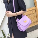 Weiyinxing Autumn Sailor Moon Ladies Handbag Cat Shape Chain Women Shoulder Bag PU Leather Bag Women Tote Bag Crossbody Leather Wallet