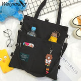 Weiyinxing Cat Nylon Tote Bag Large Capacity Round Cartoon Women's Handbags Shoulder Bags Youth Fashion Sling Messenger Bag Purses