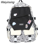 Weiyinxing Travel Kawaii Cartoon Print School Bag Trendy Female College Backpack Fashion Ladies Student Backpack Women Laptop Book Bag