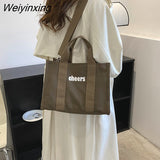 Weiyinxing and Fashionable Canvas Handbag, Small and Versatile Casual Tote Bag, 2023 New One Shoulder Cross Body Bag, Women's Bag