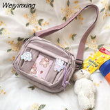 Weiyinxing One Shoulder Bag Canvas Bag College Student Class Bag Crossbody Bag Female Bag Crossbody Small Square Bag