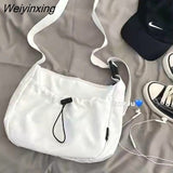 Weiyinxing Solid Color Dumplings Bag Messenger Bag Student Canvas Women Bags Storage Bag Zipper Square Bag Add Cute Pendant