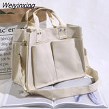 Weiyinxing Color Canvas Casual Handbag Crossbody Bags for Women Fashion Shopper Simple Shoulder Bag Ladies Totes Messenger Bag Bolsas