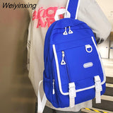 Weiyinxing Large Capacity Student Backpack Korean Solid Color Boy Girl Schoolbag High Quality Nylon Waterproof Travel Bag Book Pack