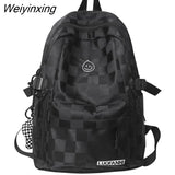 Weiyinxing Women Plaid Leisure School Bag Girl Travel Laptop Student Backpack Female Teenager Book Bags Ladies Nylon College Packet Fashion