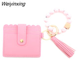 Weiyinxing Pc 8 Colors Fashion Women Bracelets Card Holder Leopard Female Business Card Case Wristband Key Chain for Men