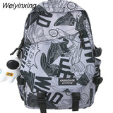 Weiyinxing Lady Male Printing Waterproof School Bag Women Graffiti College Backpack Men Travel Book Girl Boy Laptop Student Bag Fashion