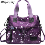 Weiyinxing Pocket Starry Sky Prints Bag for Teacher Nylon Crossbody Nurse Bag Totes for Works Shoulder Bag Large Capacity Gym Handbag