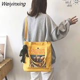 Weiyinxing Messenger Bag Handbags Simple Versatile Large Capacity Shoulder Women Canvas Square Crossbody Bag Ladies Bookbags Eco Bag