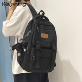 Weiyinxing Design Solid Color College Student Schoolbag Large Capacity Waterproof bag Women Lovely Backpack Teenage Girl Rucksack