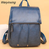 Weiyinxing Women Female Rucksack Leisure Student School Bag Soft Leather Famale Bag New Cowhide High Quality Travel Girls Backpack Korean