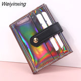 Weiyinxing New PVC Laser Women's Wallet Fashion Sequins Multi-card Slot Two-fold Card Holder Trend Solid Color Buckle Coin Purse