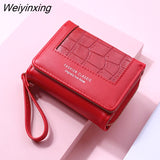 Weiyinxing Square Plaid Women's Short Wallet Large Capacity Multi-card Zipper Bags for Women 2023 Trendy Texture 3 Fold Coin Purse