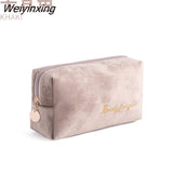 Weiyinxing Velvet Organizer Cosmetic Bag Vintage Soft Toiletry Package Women Travel Makeup Bags Lipstick Pouch Beauty Case