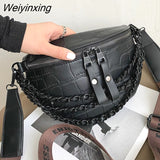 Weiyinxing Chain Waist Bag Phone Pack And Purse For Women Waist Belt Bags Stone pattern Female Fanny pack Fashion Brand Waist pack