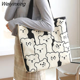 Weiyinxing Women Canvas Shopping Bags Eco Reusable Foldable Shoulder Bags Large Capacity Handbags for Groceries 2023 Dropshipping