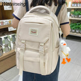 Weiyinxing Harajuku Girl Solid Color Women Backpack Korean Japanese Fashion Female Students Schoolbag Waterproof Nylon Travel Bag