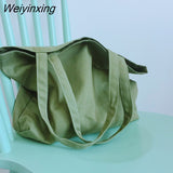 Weiyinxing Women Canvas Shopping Bags Eco Reusable Shoulder Bag Large Capacity Handbag Fabric Cotton Bag for Women Portable Shopping Bags