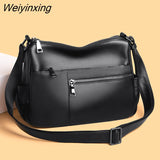 Weiyinxing Totes Bag for Women Handbags Solid Color Genuine Leather Ladies Shoulder Bags Multi-Pocket Cowhide Female Messenger Bag