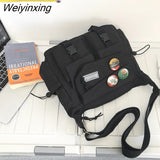 Weiyinxing Japanese Simple Messenger Bag Pouch Nylon Waterproof Canvas Handbag Shoulder Crossbody Bags for Women Men Satchels Bolsas