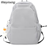 Weiyinxing Solid Color College Student Schoolbag Large Capacity Washing Women Backpack Simple Fashion Teenage Girl Backpacks Cute Bag