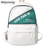Weiyinxing Letter Printing Women Backpack Men's Large Capacity Waterproof Nylon Travel Bag Cool Schoolbag for Students Book Mochila