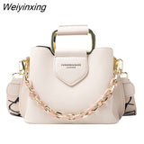Weiyinxing New Women Top-handle Mini Bucket Bag Pure Color Luxury Designer Handbags Quality Leather Messenger Shoulder Cross Bag