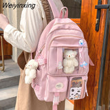 Weiyinxing Women Backpacks Waterproof Multi-Pocket Nylon School Backpack for Student Female Girls Kawaii Laptop Book Pack Mochilas