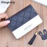 Weiyinxing Arrival Short Women Wallets Tassel Zipper Purse Patchwork Fashion Panelled Wallets Trendy Coin Purse Card Holder Leather