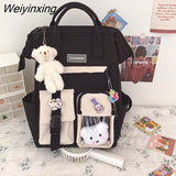 Weiyinxing Capacity Kawaii Women Multi-Pocket Nylon Backpack Ins Junior High School Student School Bag Girls Backpack Laptop Book