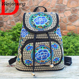 Weiyinxing Yunnan Ethnic Embroidery Backpack Retro Floral Embroidered Ladies Rucksack Embroidered Backpack