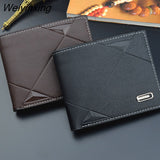 Weiyinxing Men Short Bifold Faux Leather Masculina Billetera Credit ID Card Holder Wallet Billfold Purse Clutch Solid Hombre Business Slim