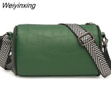 Weiyinxing Braided Wide Shoulder Straps Small Women's Messenger Bag Purse Genuine Leather Fashion Women Bag High Quality Shoulder Bags