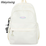 Weiyinxing Trendy Women Solid Color College Backpack Girl Leisure Nylon School Bag New Lady Cute Laptop Fashion Female Travel Book Bag