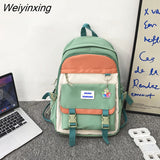 Weiyinxing Girl Waterproof Travel Backpack Fashion Panelled Nylon Women Backpack Student Shoulder Bag Korean Style Schoolbag Bookbag