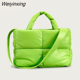 Weiyinxing Large Tote Padded Handbags Designer Quilted Women Shoulder Bags Luxury Nylon Down Cotton Crossbody Bag Winter Purse 2023