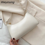 Weiyinxing Simple Female Daily Bag Casual PU Leather Sling Handbag Purse Women Elegant Chain Shoulder Crossbody Bag Shopping Bag