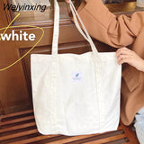 Weiyinxing Art Shopping Bag New Small Fresh Canvas Women's Tote Shoulder Bag Simple Solid Color Buckle Handbags for Women 2023