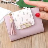 Weiyinxing Tassel Women Wallet Small Cute Wallet Women Short Leather Women Wallets Zipper Folding Purses Female Purse Clutch