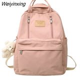 Weiyinxing Multifunction Double Zipper Women Backpack Teenager Girls Laptop Backpack Student Shoulder Bag Korean Style School Bag