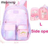 Weiyinxing New School Backpack 1 Grade 3 Years Cute Colorful School Bag for Girls Waterproof Children Kindergarten Small Backpack