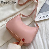 Weiyinxing New Women's Fashion Handbags Retro Solid Color PU Leather Shoulder Underarm Bag Casual Women Hobos Handbags