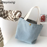 Weiyinxing for Women 2023 Corduroy HandBags Reusable Lunch Bags Casual Tote Female Handbag for A Certain Number of Dropshipping