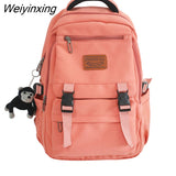 Weiyinxing Design Solid Color College Student Schoolbag Large Capacity Waterproof bag Women Lovely Backpack Teenage Girl Rucksack