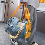 Weiyinxing Denim Women Shoulder Bags Large Capacity Travel Bag Designer Women Bags Luxury Blue Jeans Crossbody Bag Female Big Purse